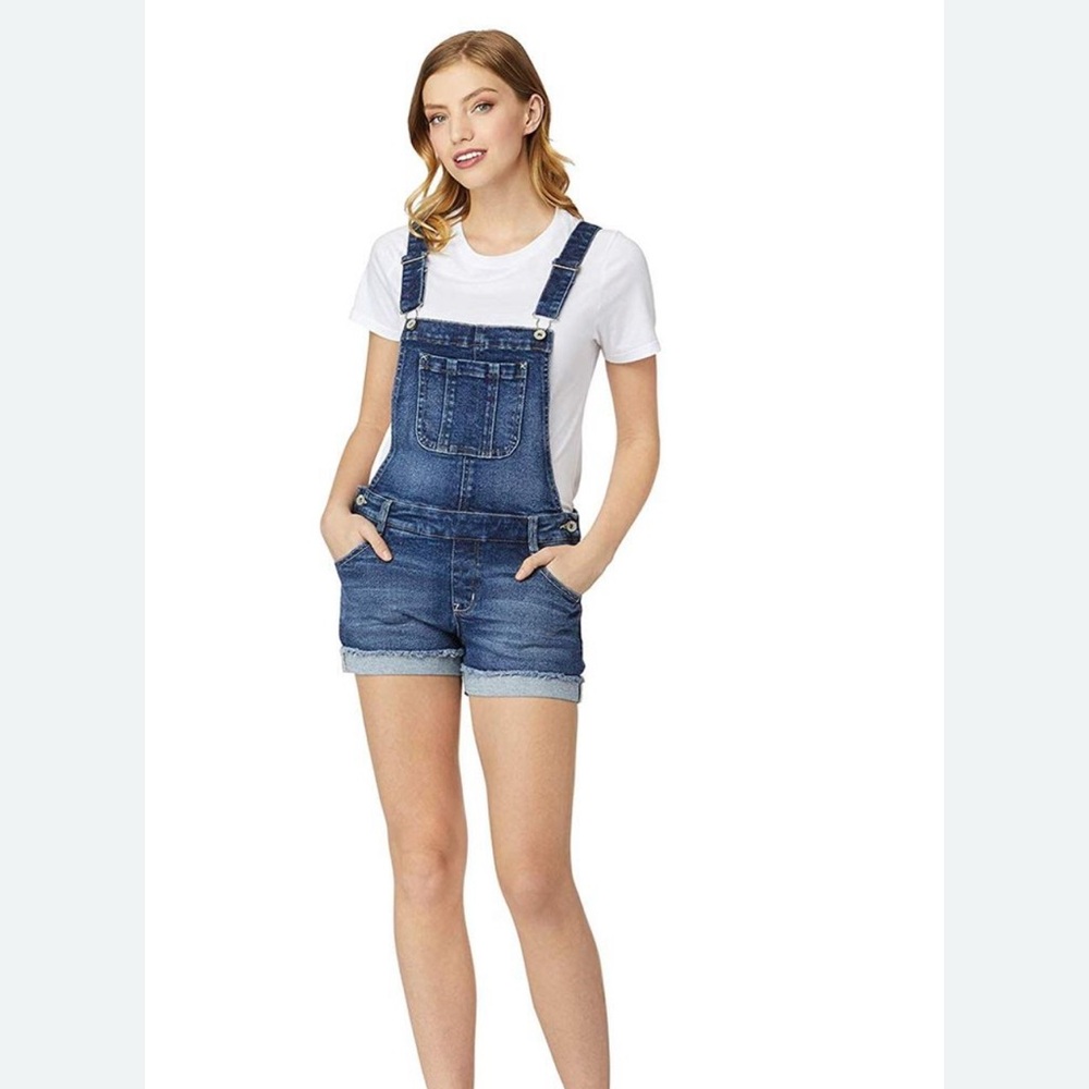 Wallflower Women's Blue Denim Short Overalls XL